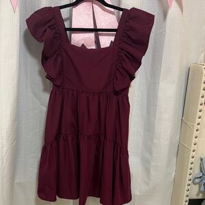 Entro Burgundy Ruffle Mini Dress